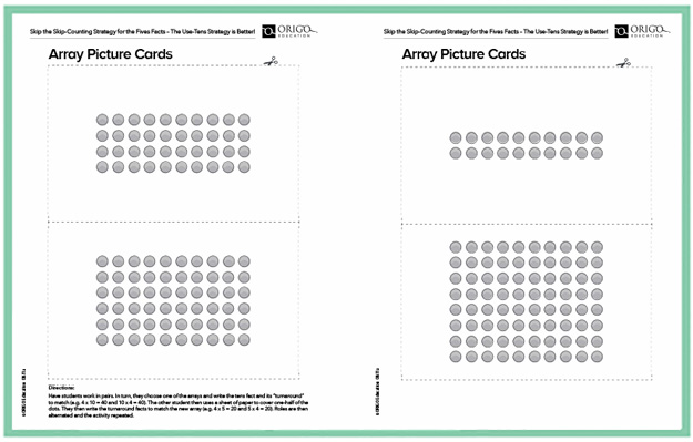 array picture cards for tens multiplication facts